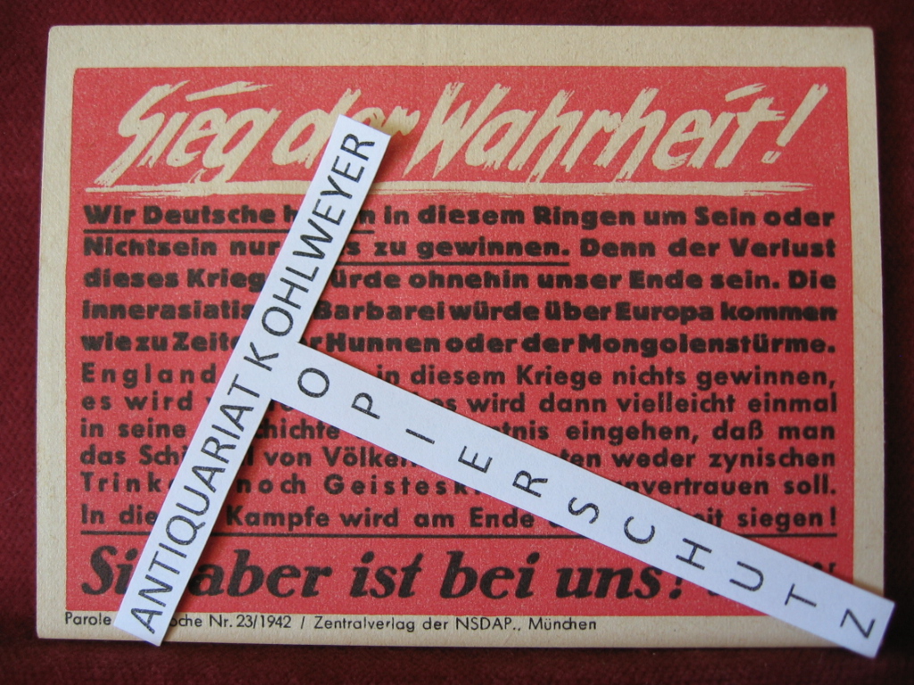   NS-Propagandazettel: Parole der Woche Nr. 23, 1942: Sieg der Wahrheit! 
