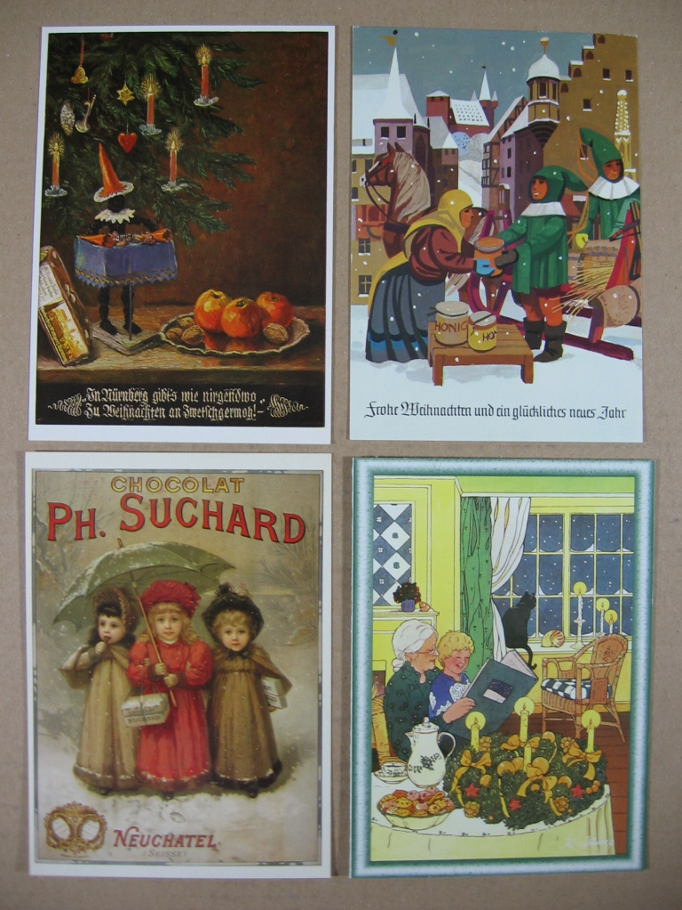   4 Postkarten Weihnachten / Werbung. 