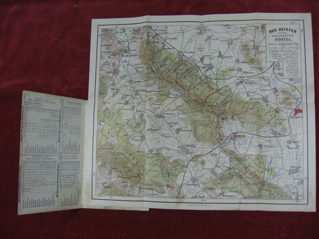   Karte vom Deistergebirge mit dem angrenzendem Süntel. 