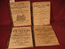   Konvolut von 4 Schriften: Disputatio Juridica (1678), Dissertationum Trias (1739), Dissertatio Juridica de Fundamentorum (1698) und Dissertatio Juridica de Judice Procedente Ex Officio in Processu Civili (1712). 