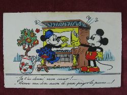   Micky und Minni Maus Postkarte: Je t ai donne mon coeur! - Donne moi donc aussi de quoi payer le piano! 
