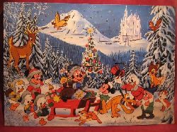 Disney, Walt:  Adventskalender " Dagobert trifft Micky Maus mit Schlitten im Winterwald ". 