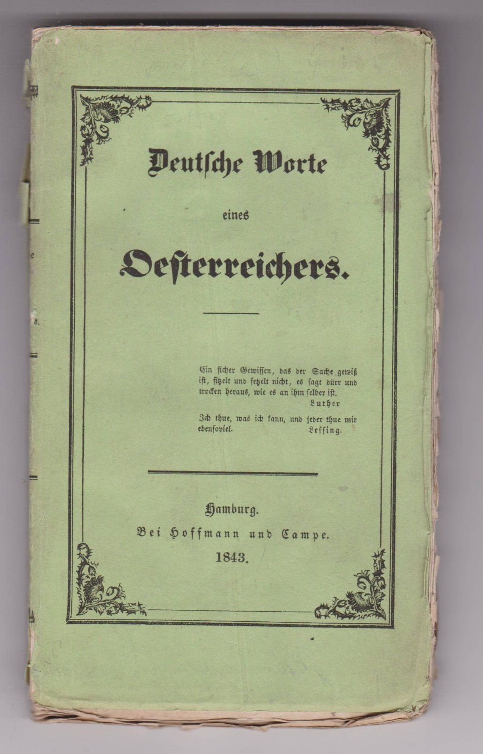SCHUSELKA, Franz: -  Deutsche Worte eines Österreichers. (Anonym erschienen.) 