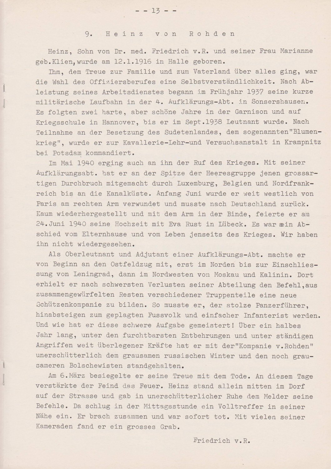 Rohden, von. -  Familie von Rohden. Gedenkblätter für die Opfer beider Weltkriege. 
