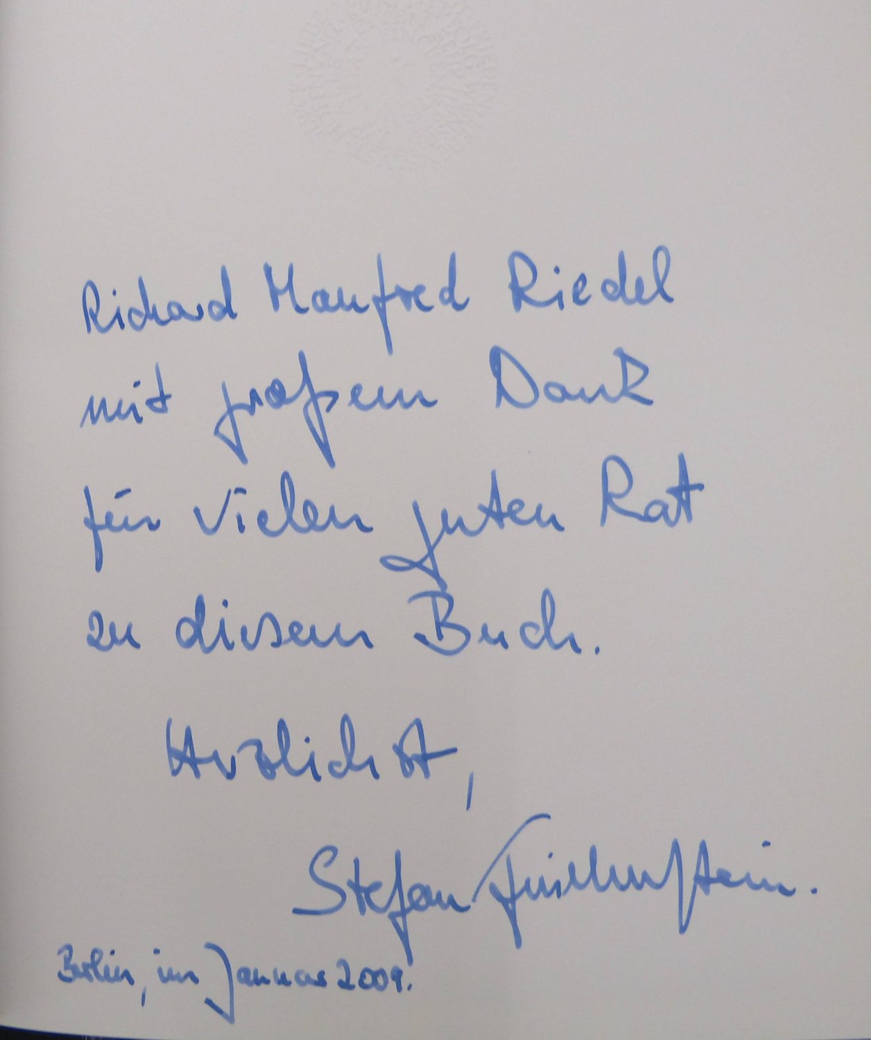 FINCKENSTEIN, Stefan Graf Finck (Hrsg.):  Bellevue. (Widmung!). Vom königlichen Schloss zum Berliner Amtssitz des Bundespräsidenten. 