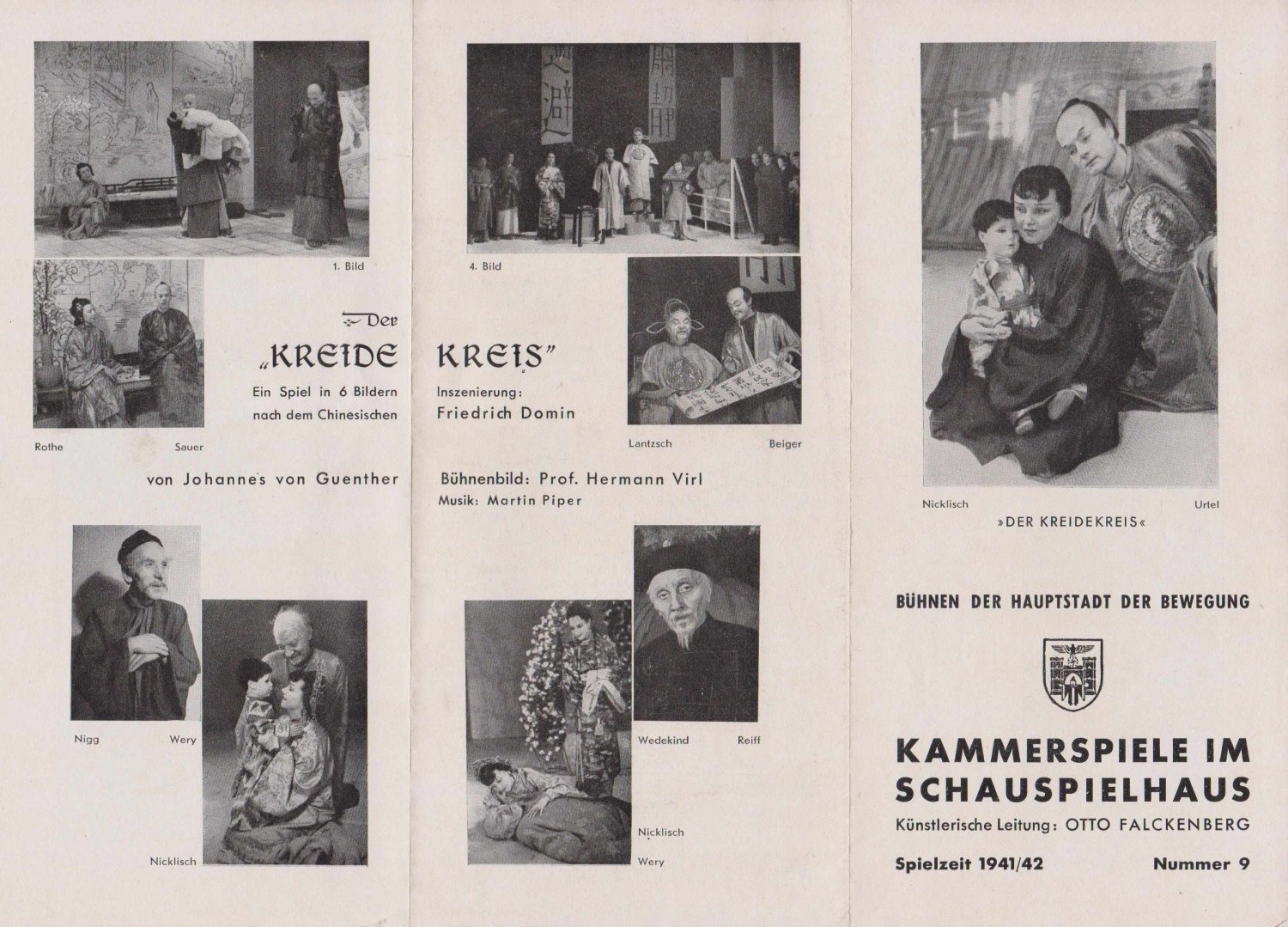 Kammerspiele im Schauspielhaus:  Johannes von Guenther, Der Kreidekreis. Ein Spiel in 6 Bildern nach dem Chinesischen. 