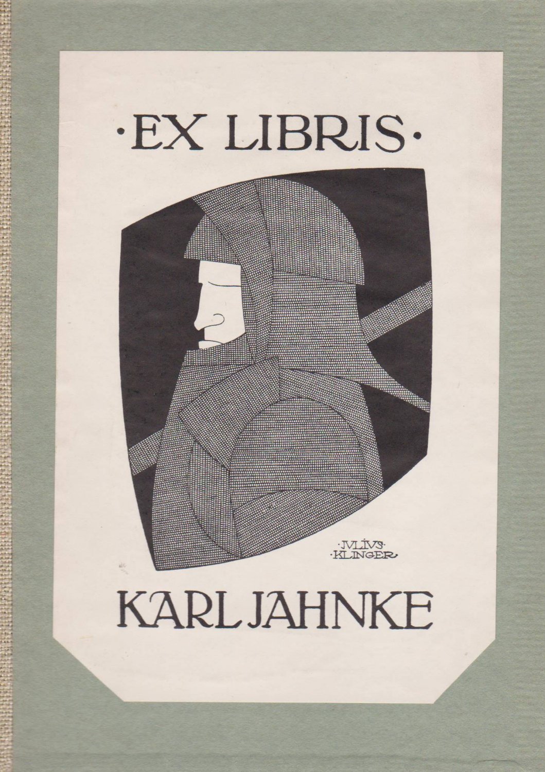 KLINGER, Julius:  Exlibris für Karl Jahnke. in: "Form und Farbe" von Friedrich Naumann. 