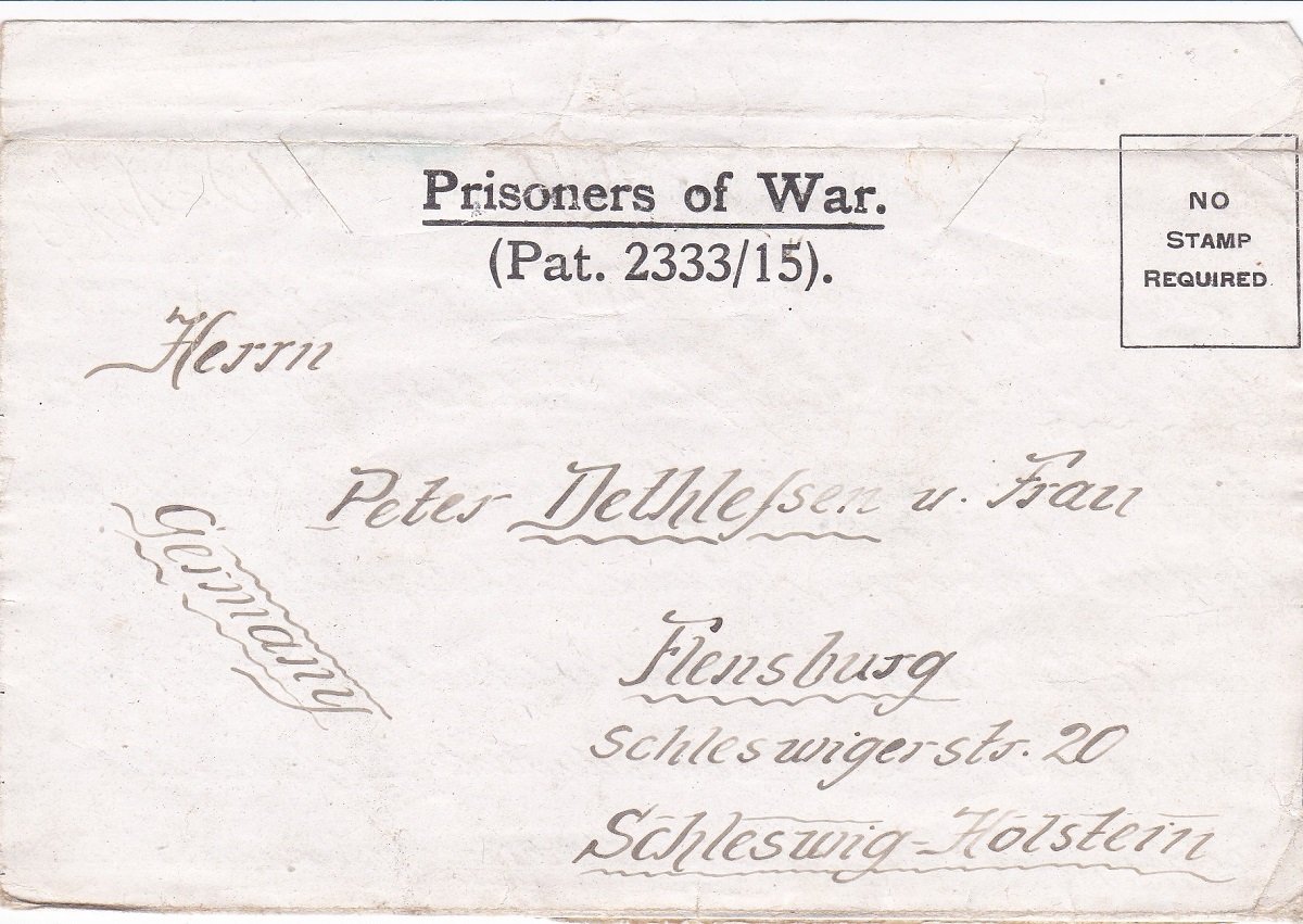 Prisoner of War, Hospital-Brocton Camp (Staffordshire):  (Original-Kriegsgefangenenbrief vom 3. November 1918. Brocton Camp, Stafford). 