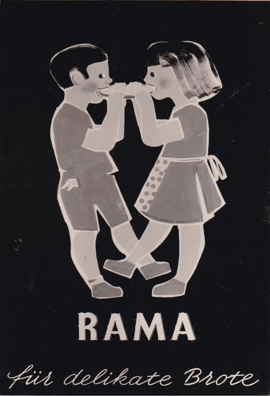 Deutsche Jurgens-Werke AG (Herausgeber):  Rama - Für delikate Brote. Original-Photographie eines Werbemittelentwurfs für die bekannte Margarinemarke. 