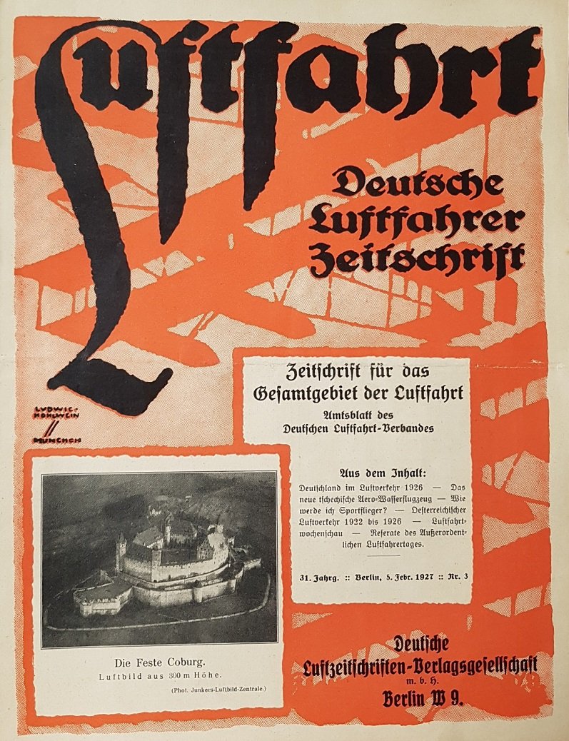 PETSCHOW, Robert (Schriftleiter):  Luftfahrt. Deutsche Luftfahrer Zeitschrift. Nr. 3, 5. Februar 1927. Zeitschrift für das Gesamtgebiet der Luftfahrt. Amtsblatt des Deutschen Luftfahrt-Verbandes. 