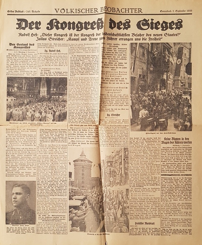 NSDAP (Herausgeber):  Völkischer Beobachter. 5 Ausgaben aus dem Jahr 1933. Ausgabe A / Berliner Ausgabe. Kampfblatt der national-sozialistischen Bewegung Großdeutschlands. 