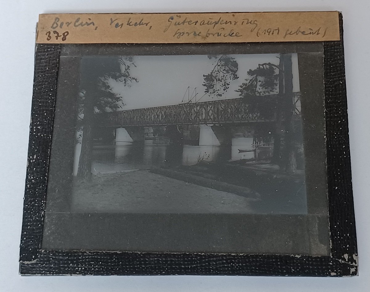   Berlin, Verkehr, Güteraußenring. Spreebrücke (1951 gebaut). Diapositiv (Glasplatte). 