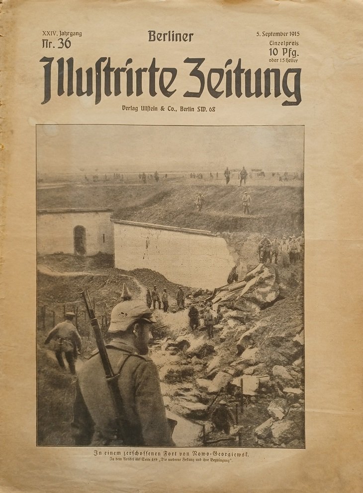 Verlag Ullstein & Co. (Herausgeber):  Berliner Illustrirte Zeitung. Nummer 36, 5. September 1915. In einem zerschossenen Fort von Nowo-Georgiewsk. 