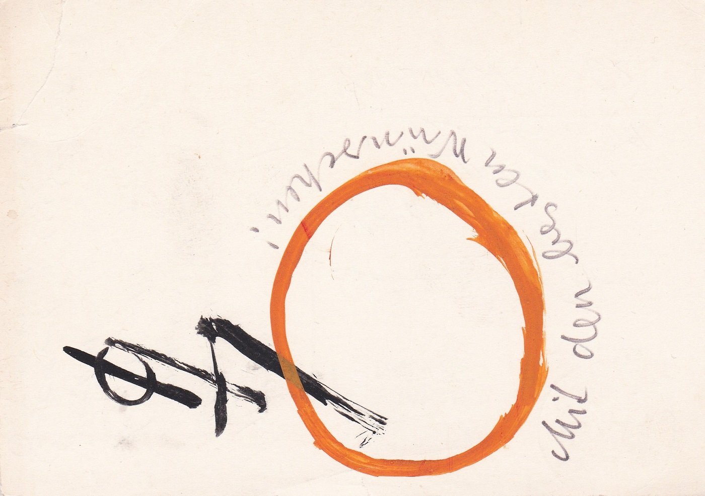TUCKERMANN, Geert:  Postkarte mit handschriftlichen Wünschen und einer Skizze an den Maler Alexander Kampmann im Jahr 1969. (Original-Schreiben). 