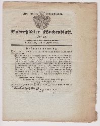   Duderstdter Wochenblatt Nr. 13. / Sonnabend, den 1. April 1843. 