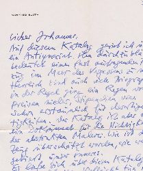 BLUTH, Manfred:  Brief (Autograph) am Johannes Grtzke. Beiliegend der Katalog "Marzotto Preis 1960",  auf den sich der Brief bezieht. 