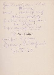 BURKHARDT, Max:  Heustecher. Roman. (Mit Widmung und Signatur des Autors!). 