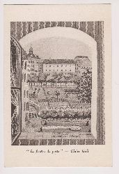 GOLL, Claire:  Postkarte mit Motiv "La fenêtre du poète" und Widmung von Claire Goll. (Widmung!). 