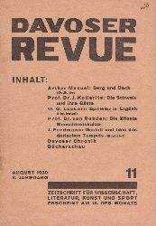   Davoser Revue. V. Jahrgang, Nummer 11, August 1930. Zeitschrift fr Literatur, Wissenschaft, Kunst und Sport. 