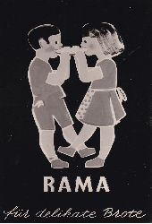 Deutsche Jurgens-Werke AG (Herausgeber):  Rama - Fr delikate Brote. Original-Photographie eines Werbemittelentwurfs fr die bekannte Margarinemarke. 