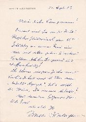 WELLENSTEIN, Walter:  Schreiben mit handschriftlichen Wnschen an den Maler Alexander Kampmann zum 65. Geburtstag im Jahr 1963. (Original-Briefschreiben). 