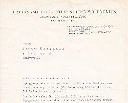 RISTOCK, Harry / Bezirksamt Charlottenburg von Berlin:  Schreiben mit handschriftlicher Signatur an den Maler Alexander Kampmann zum 70. Geburtstag im Jahr 1968. (Original-Schreiben). 