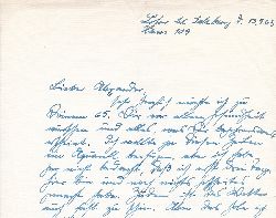 KOHLHOFF, Walter:  Schreiben mit handschriftlichen Wnschen an den Maler Alexander Kampmann zum 65. Geburtstag im Jahr 1963. (Original-Briefschreiben). 